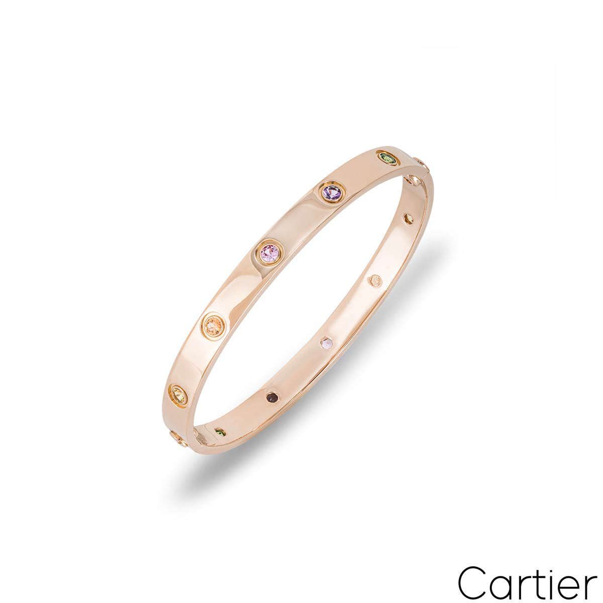 Cartier Rose Gold Coloured Stones Love Bracelet Size 16 B6036516